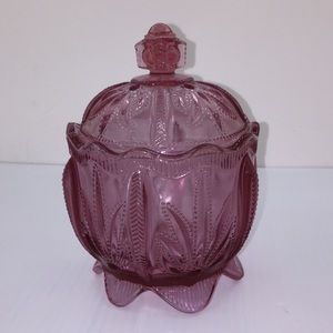 FENTON COVERED CANDY DISH.